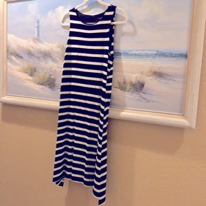 Black and white stripe midi dress by Ann Taylor petite.